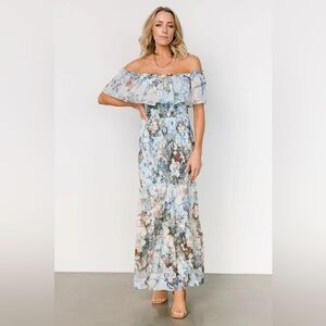 Maxi Off-the-Shoulder Ruffled Multicolored Dress